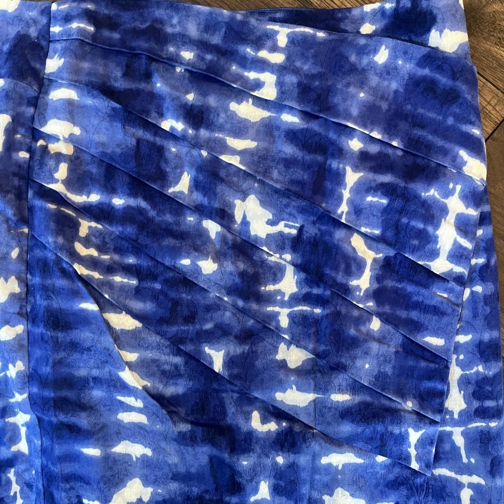 Anthropologie Eva Franco Blue White Tie Dye Pleated Pencil Skirt Womens Size 8 - Picture 5 of 8